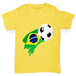 Brazil Football Flag Paint Splat Girl's T-Shirt 