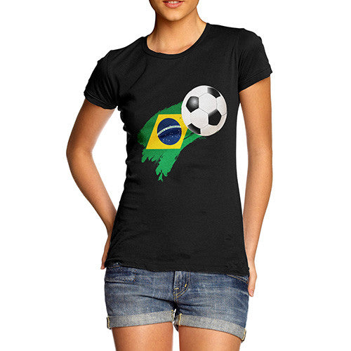 Brazil Football Flag Paint Splat Women's T-Shirt 