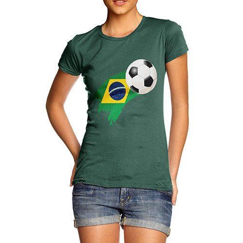 Brazil Football Flag Paint Splat Women's T-Shirt 