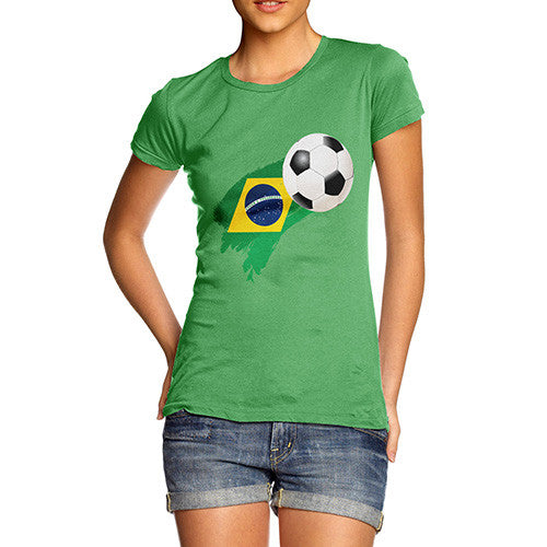 Brazil Football Flag Paint Splat Women's T-Shirt 