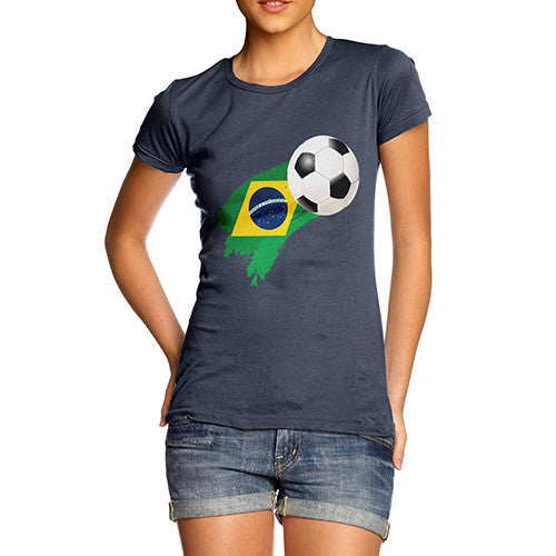 Brazil Football Flag Paint Splat Women's T-Shirt 