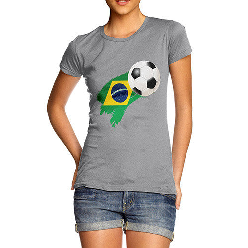 Brazil Football Flag Paint Splat Women's T-Shirt 