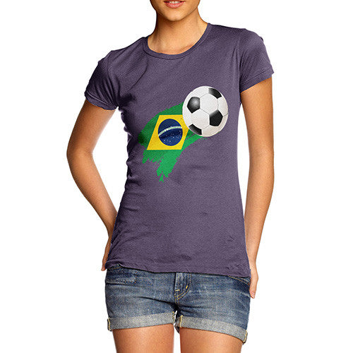 Brazil Football Flag Paint Splat Women's T-Shirt 