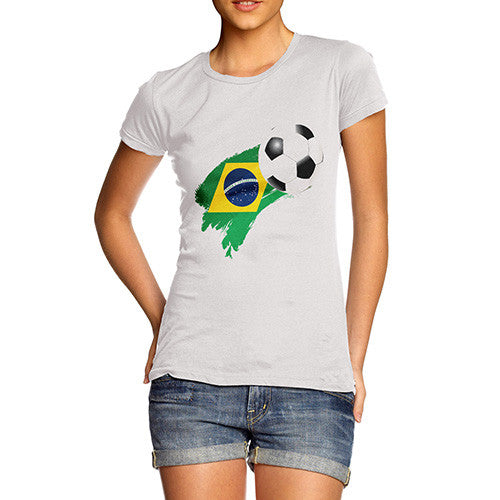 Brazil Football Flag Paint Splat Women's T-Shirt 