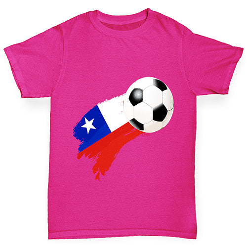 Chile Football Flag Paint Splat Girl's T-Shirt 