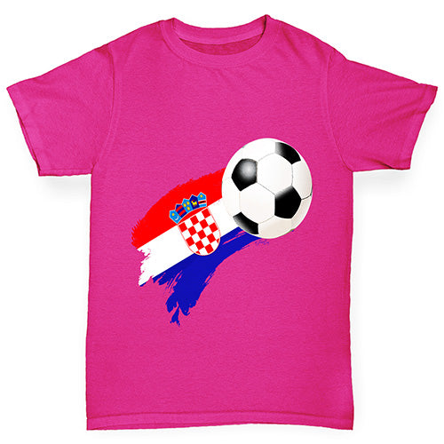 Croatia Football Flag Paint Splat Girl's T-Shirt 