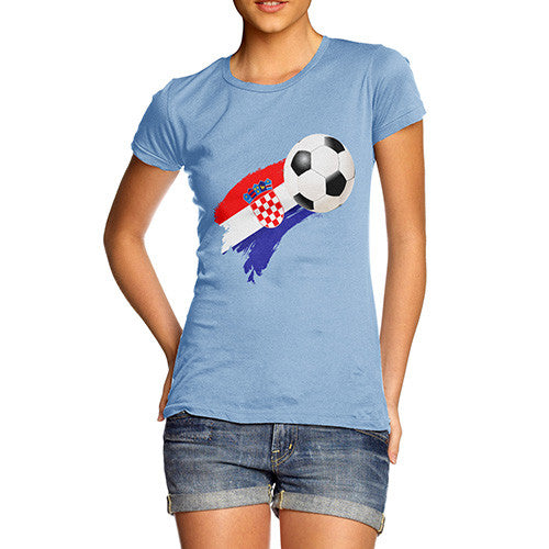 Croatia Football Flag Paint Splat Women's T-Shirt 