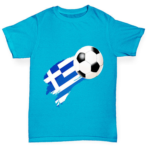 Greece Football Flag Paint Splat Boy's T-Shirt