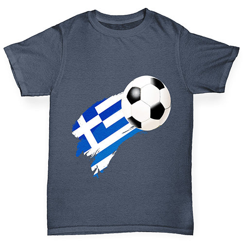 Greece Football Flag Paint Splat Boy's T-Shirt