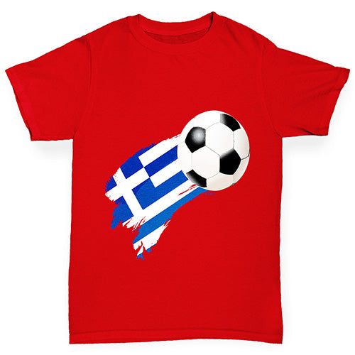 Greece Football Flag Paint Splat Boy's T-Shirt