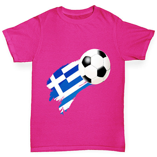 Greece Football Flag Paint Splat Girl's T-Shirt 