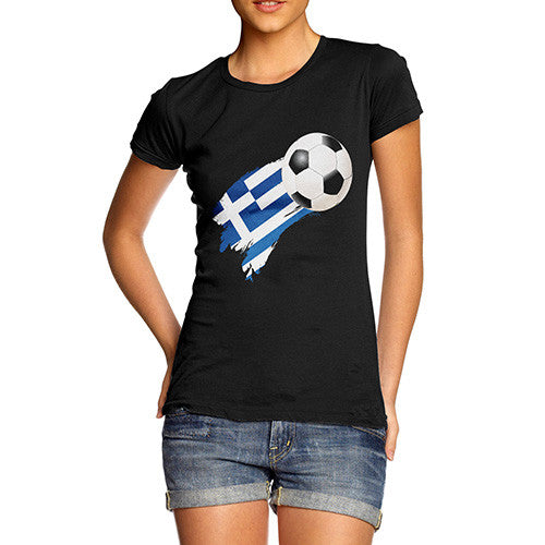 Greece Football Flag Paint Splat Women's T-Shirt 