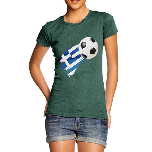 Greece Football Flag Paint Splat Women's T-Shirt 