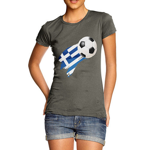 Greece Football Flag Paint Splat Women's T-Shirt 