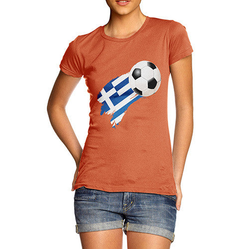 Greece Football Flag Paint Splat Women's T-Shirt 