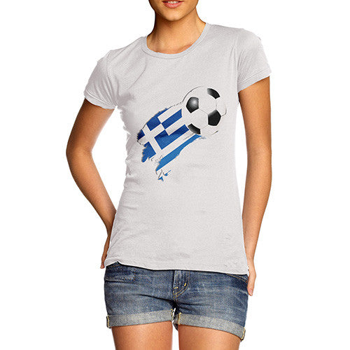 Greece Football Flag Paint Splat Women's T-Shirt 