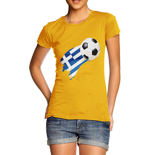 Greece Football Flag Paint Splat Women's T-Shirt 