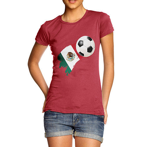 Mexico Football Flag Paint Splat Women's T-Shirt 