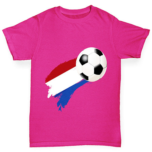 Netherlands Football Flag Paint Splat Girl's T-Shirt 