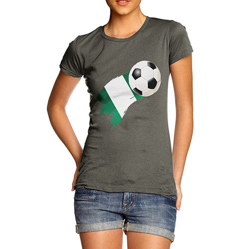 Nigeria Football Flag Paint Splat Women's T-Shirt 