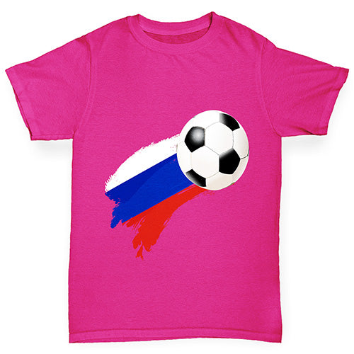 Russia Football Flag Paint Splat Girl's T-Shirt 