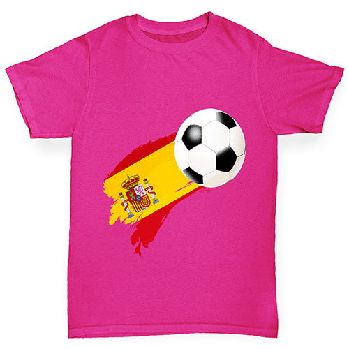 Spain Football Flag Paint Splat Girl's T-Shirt 