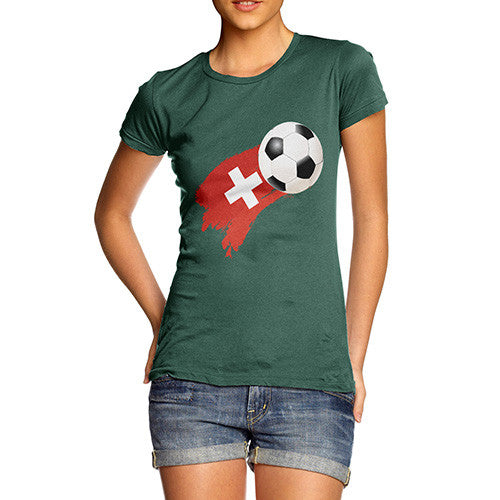 Switzerland Football Flag Paint Splat Women's T-Shirt 