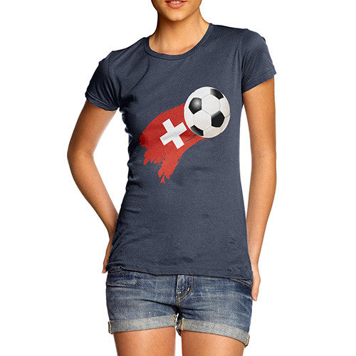 Switzerland Football Flag Paint Splat Women's T-Shirt 