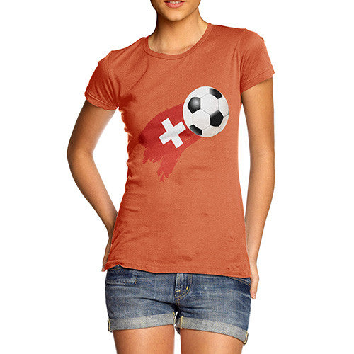 Switzerland Football Flag Paint Splat Women's T-Shirt 