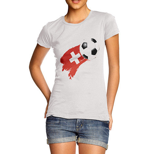 Switzerland Football Flag Paint Splat Women's T-Shirt 