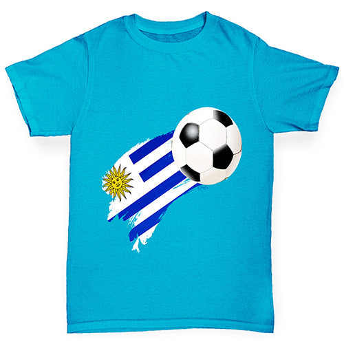 Uruguay Football Flag Paint Splat Boy's T-Shirt