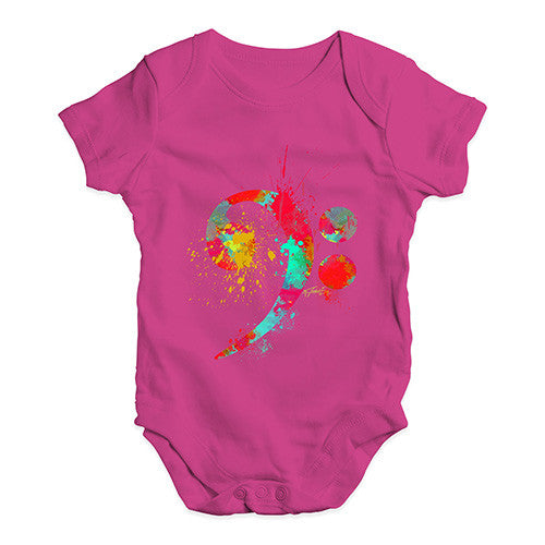 Bass Clef Paint Splats Baby Unisex Baby Grow Bodysuit