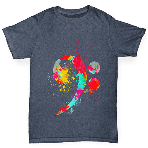 Bass Clef Paint Splats Boy's T-Shirt