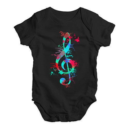 Treble Clef Paint Splats Baby Unisex Baby Grow Bodysuit