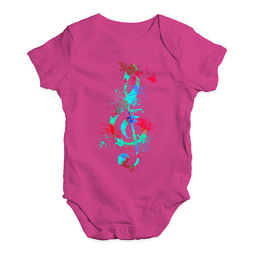 Treble Clef Paint Splats Baby Unisex Baby Grow Bodysuit