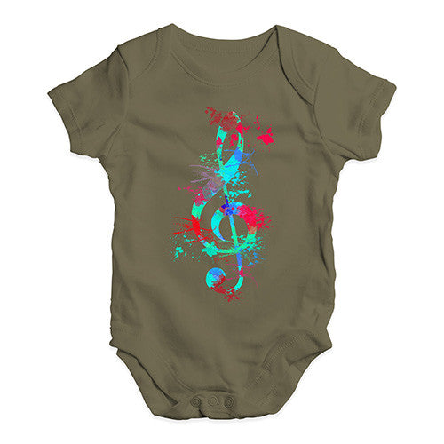 Treble Clef Paint Splats Baby Unisex Baby Grow Bodysuit