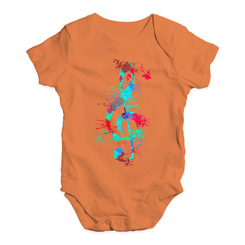 Treble Clef Paint Splats Baby Unisex Baby Grow Bodysuit