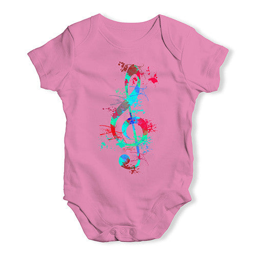 Treble Clef Paint Splats Baby Unisex Baby Grow Bodysuit