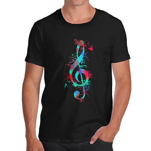 Treble Clef Paint Splats Men's  T-Shirt