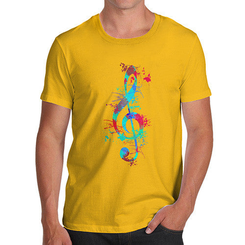 Treble Clef Paint Splats Men's  T-Shirt