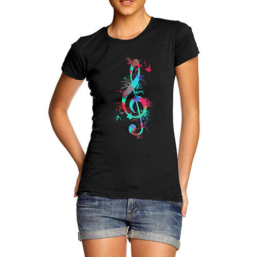 Treble Clef Paint Splats Women's  T-Shirt 