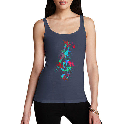 Treble Clef Paint Splats Women's  Tank Top