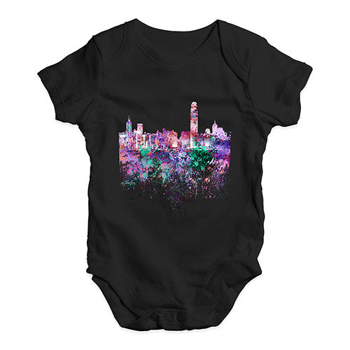 Hong Kong Skyline Ink Splats Baby Unisex Baby Grow Bodysuit