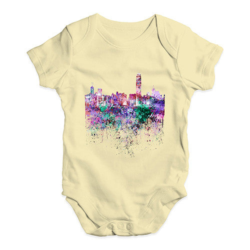 Hong Kong Skyline Ink Splats Baby Unisex Baby Grow Bodysuit