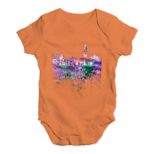 Hong Kong Skyline Ink Splats Baby Unisex Baby Grow Bodysuit