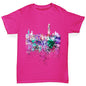 Hong Kong Skyline Ink Splats Girl's T-Shirt 