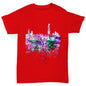 Hong Kong Skyline Ink Splats Girl's T-Shirt 