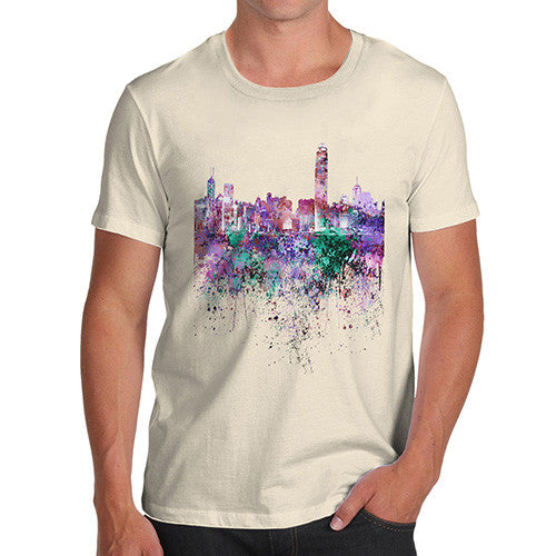 Hong Kong Skyline Ink Splats Men's T-Shirt