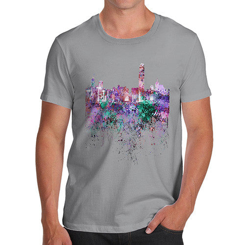 Hong Kong Skyline Ink Splats Men's T-Shirt