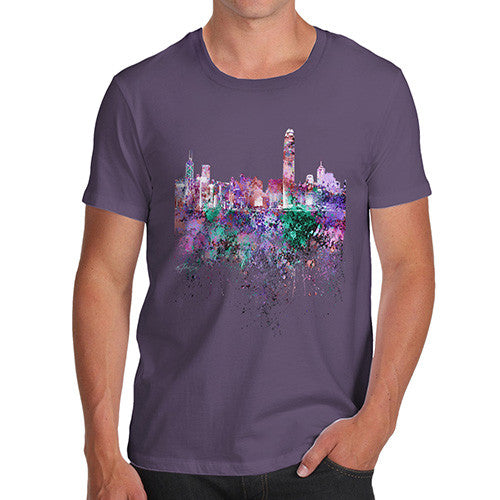 Hong Kong Skyline Ink Splats Men's T-Shirt